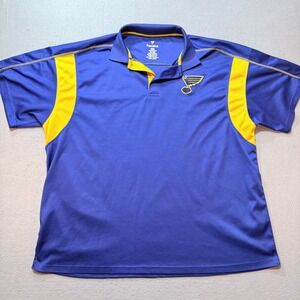 Fanatics St.‎ Louis Blues Polo Shirt Men's 3XL Gold/Blue NHL Hockey Golf Perform